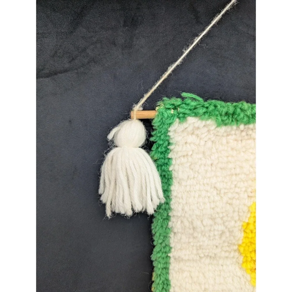 VTG Joy Christmas Candle Wall Hanging Latch Hook Shag Yarn Art 12